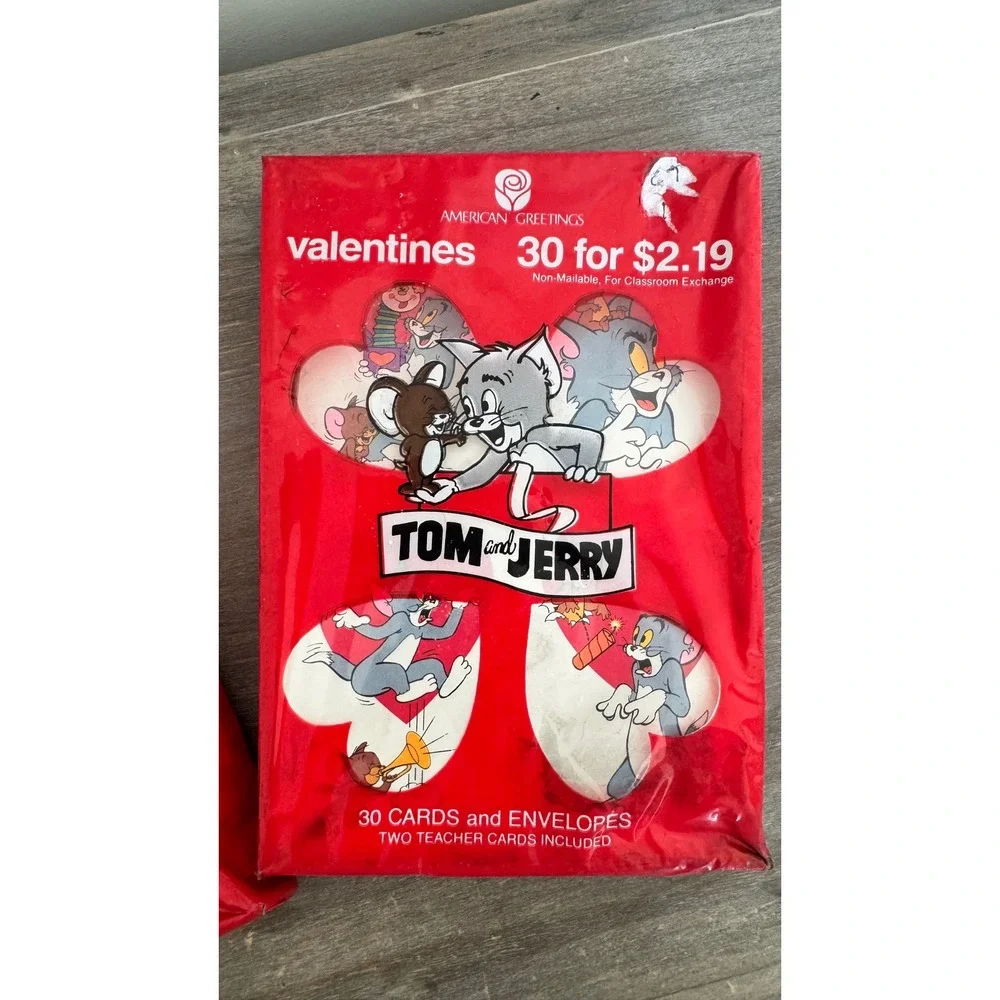 Vintage TOM AND JERRY Valentines Day Cards American Greetings -SEALED BOX 1980's